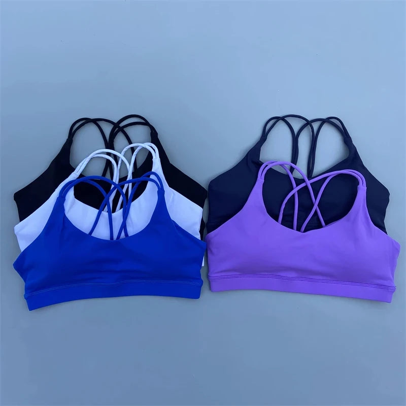 Solid Color Soft High-Strength Women's Fitness Bra – Tight Sport Top for Gym, Yoga & Training