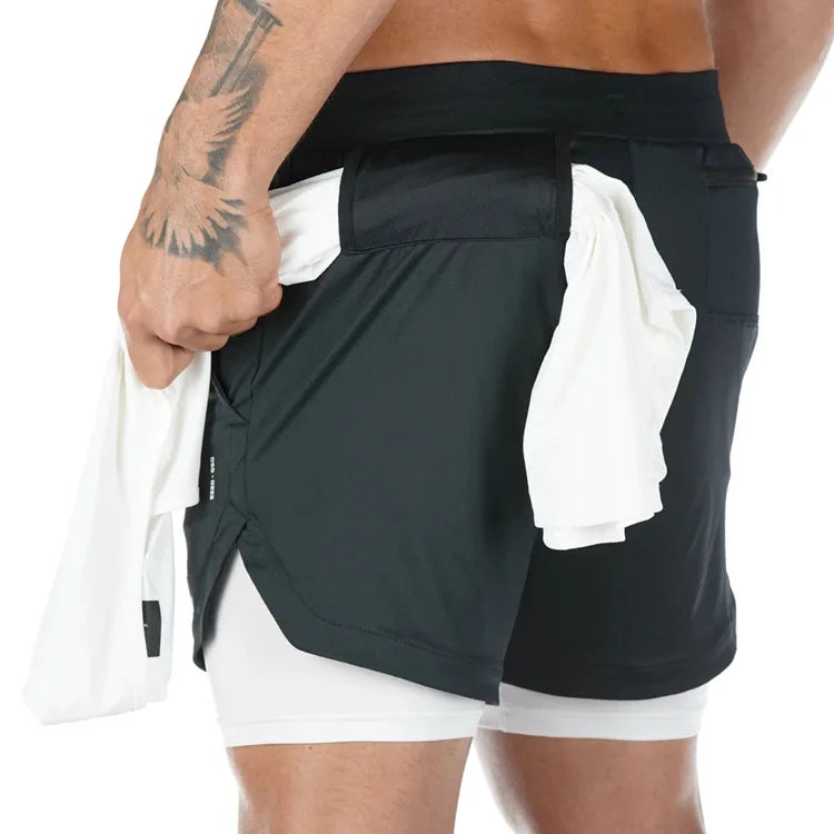 Camo Running Shorts Men – 2-in-1 Quick Dry Workout Shorts