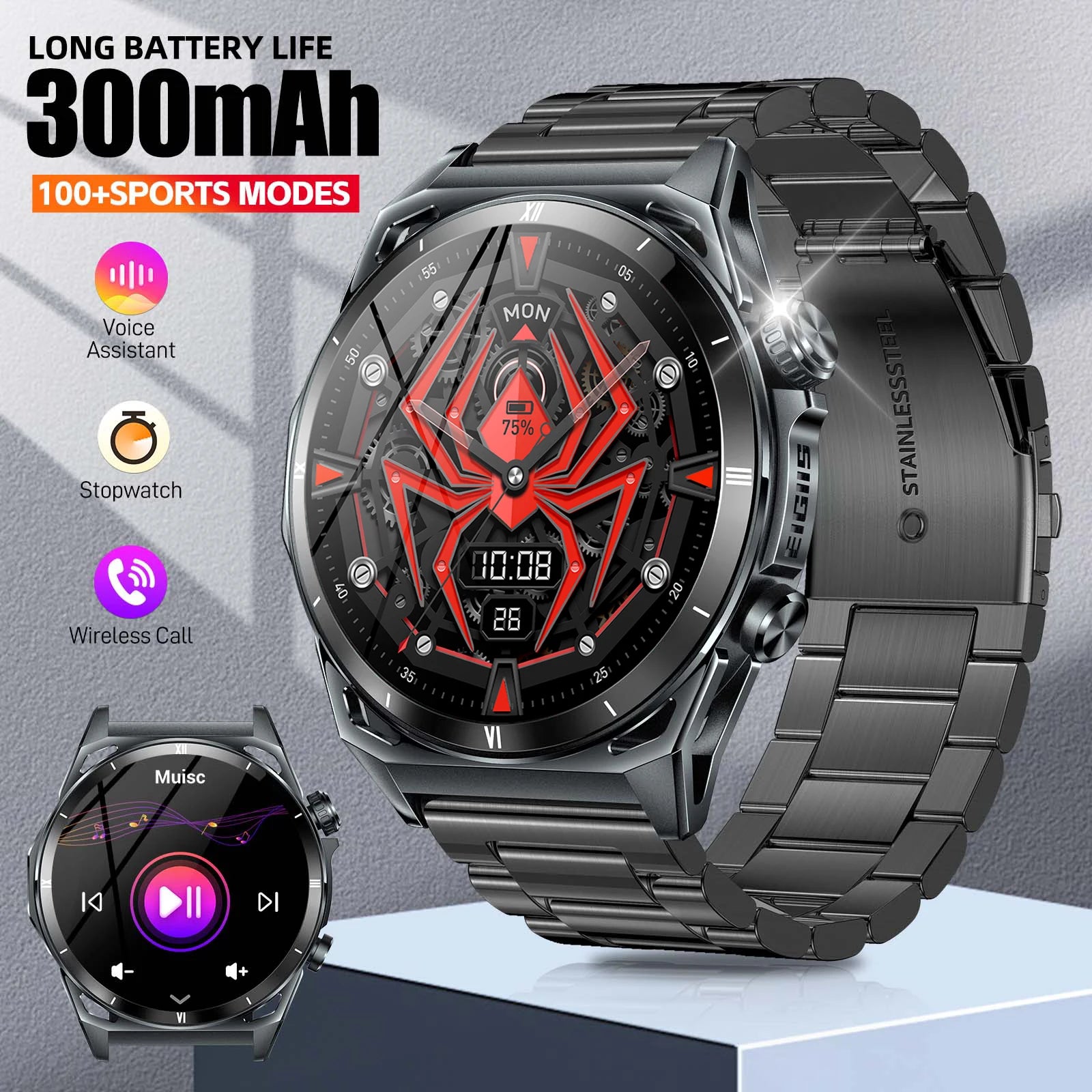 EIGIIS KE6 Smartwatch – 1.43" AMOLED, Bluetooth Call, Waterproof