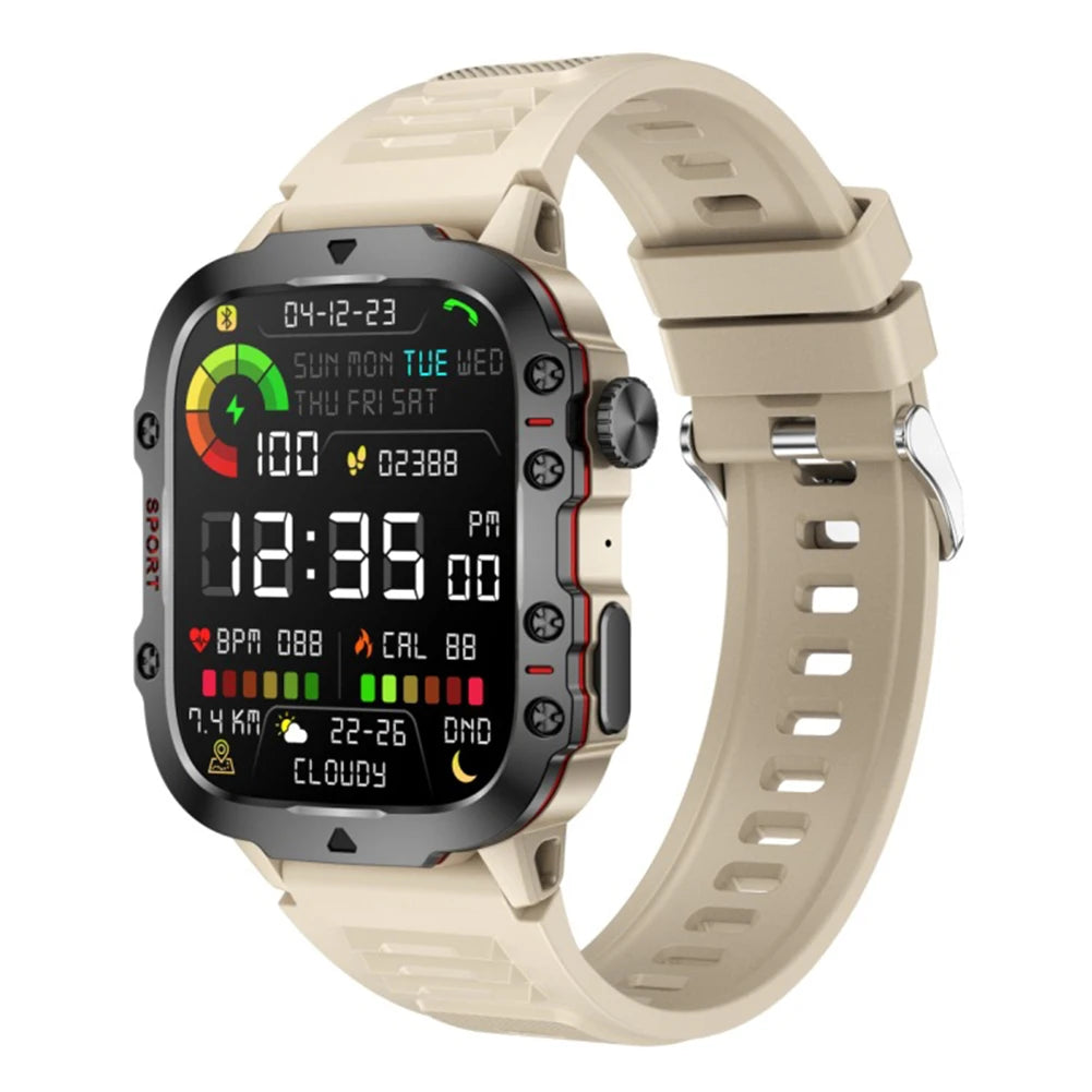 1.96" Touchscreen Men’s Outdoor Smartwatch – AI Voice, 3ATM Waterproof