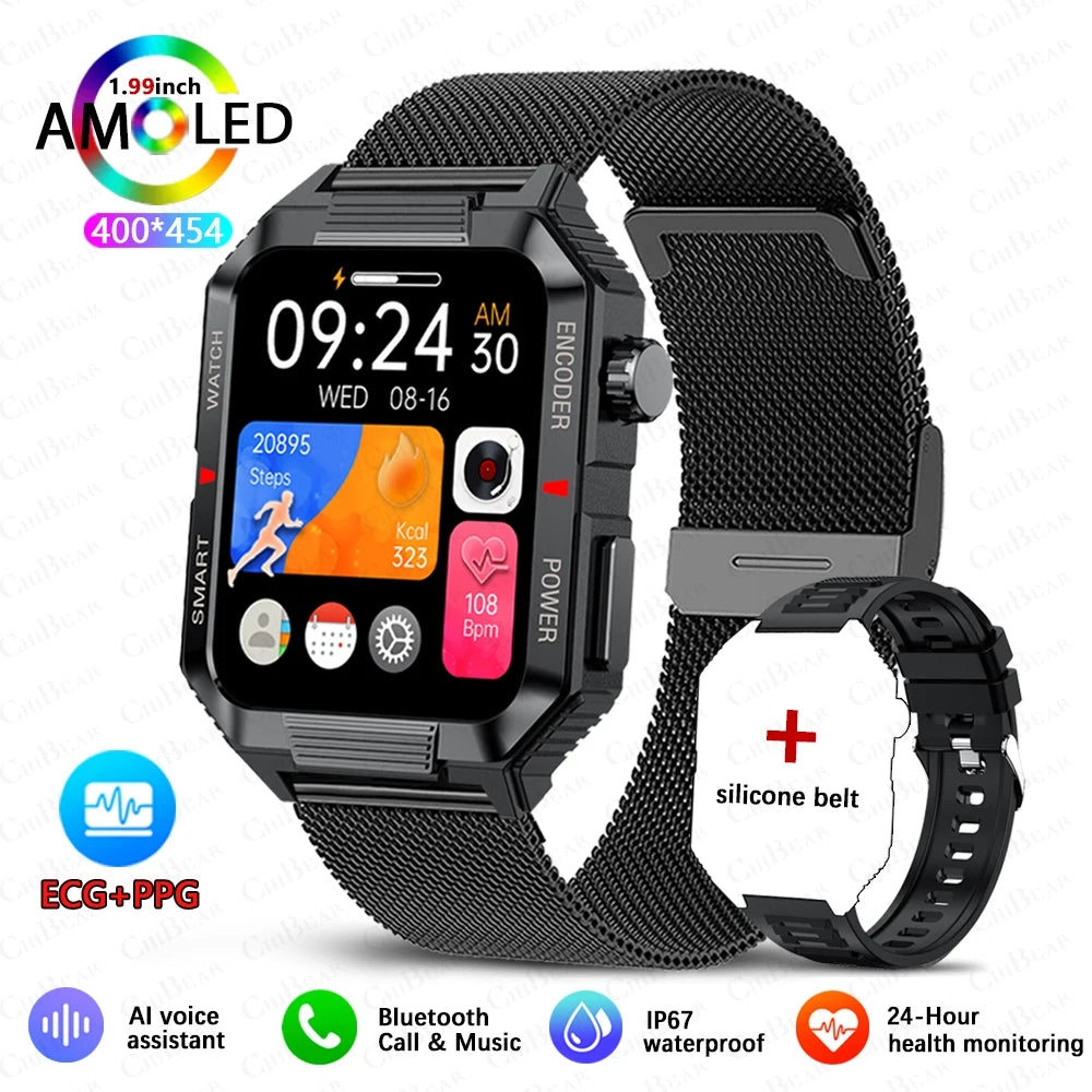 EGC+PPG GPS Fitness Smartwatch for Men – 1.99" HD Screen