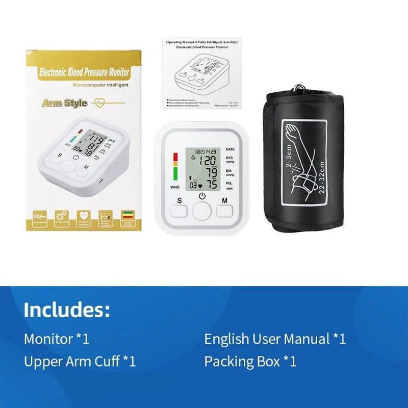 Spanish, English, Portuguese, Russian, No Voice-Digital Arm Blood Pressure Monitor