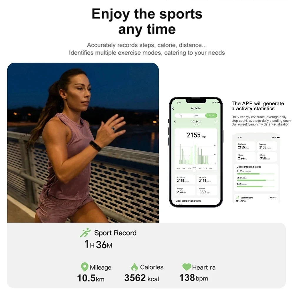 Smart Ring for Huawei, Xiaomi, Samsung – Titanium Steel, Health Monitor