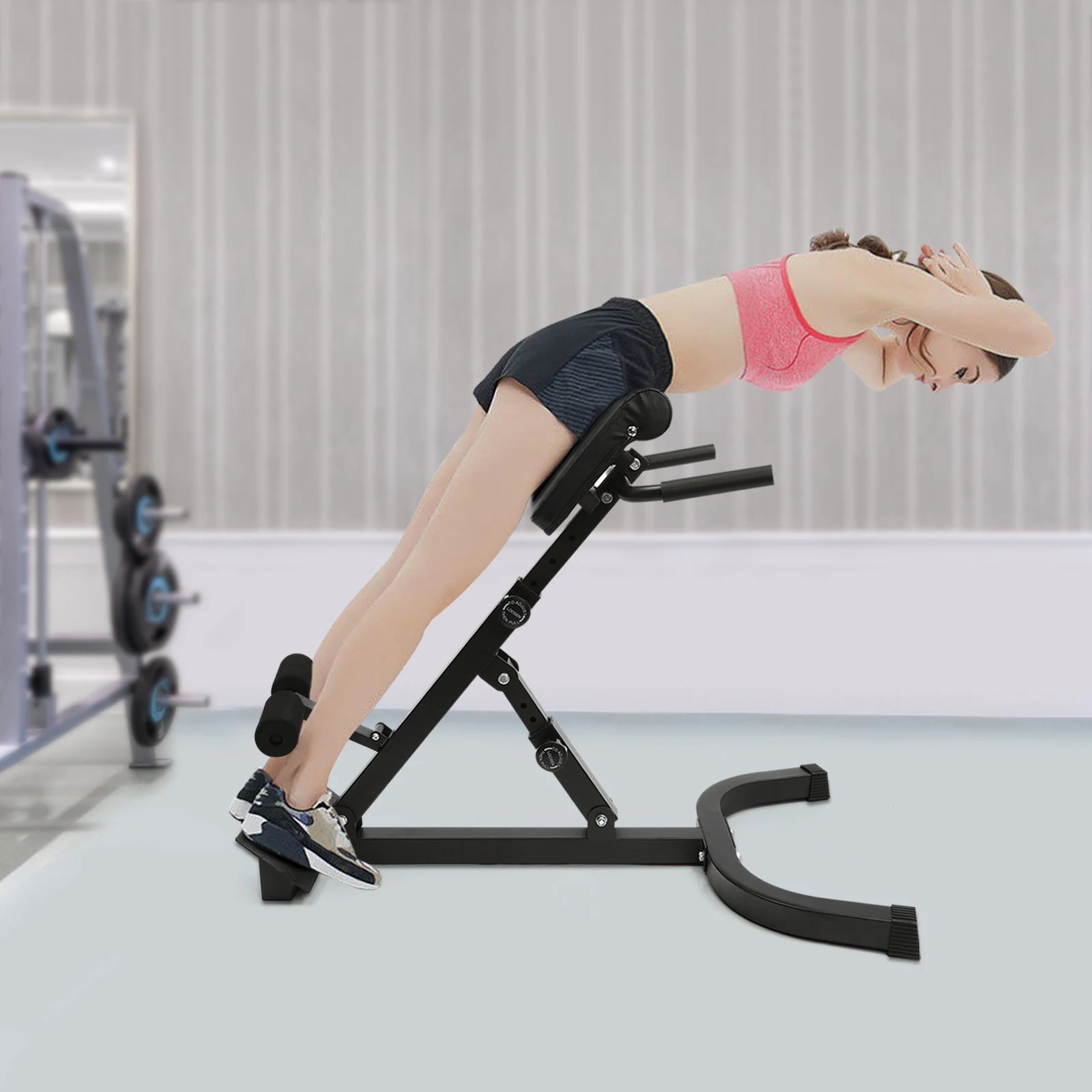 Adjustable Sit-Up Bench Roman Chair with 8 Pads