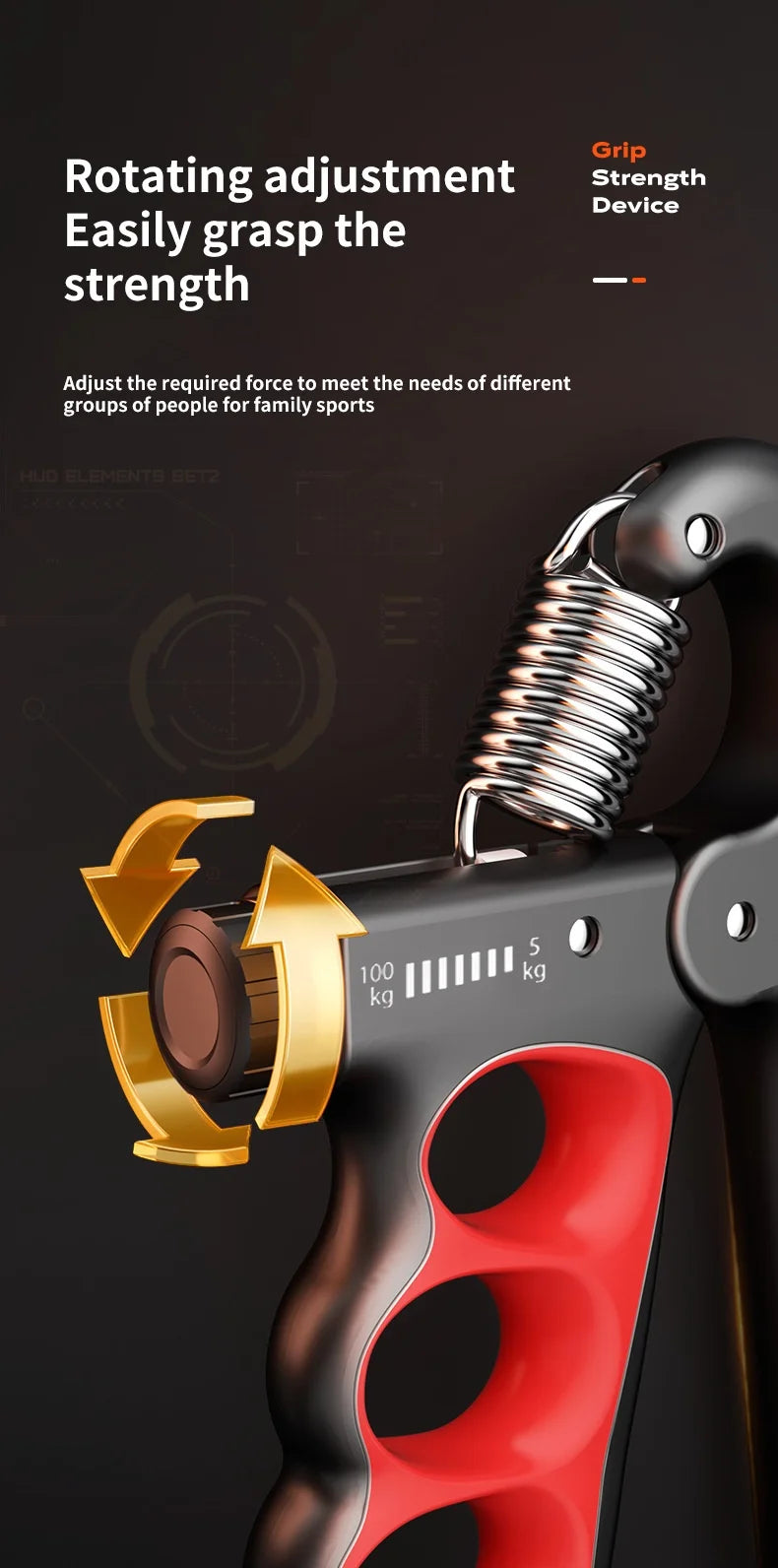 5-100kg Grip Strength Gym Wrist Expander Hand Strengthener