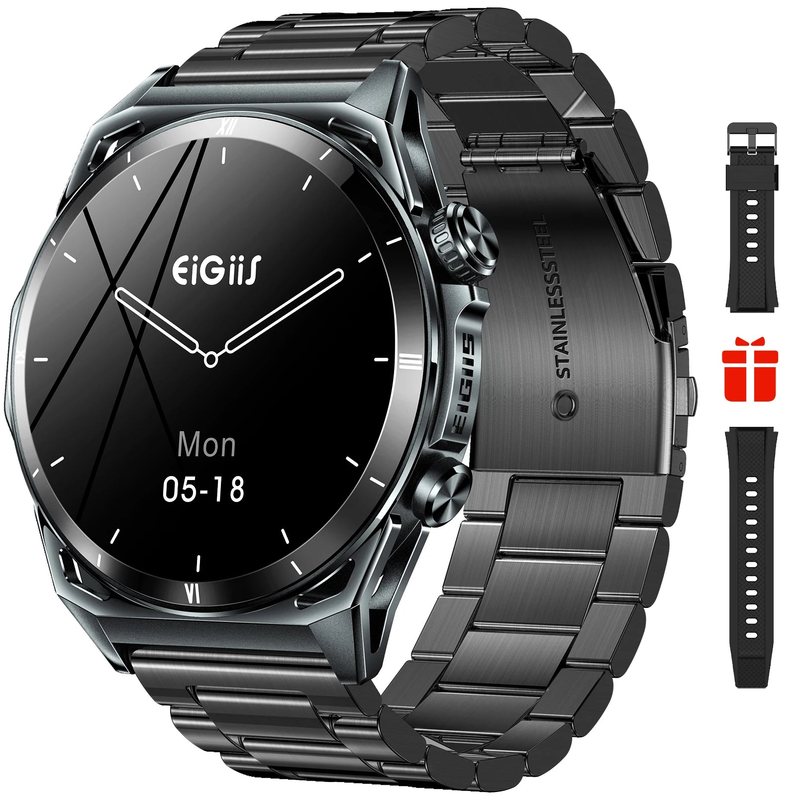 EIGIIS KE6 Smartwatch – 1.43" AMOLED, Bluetooth Call, Waterproof