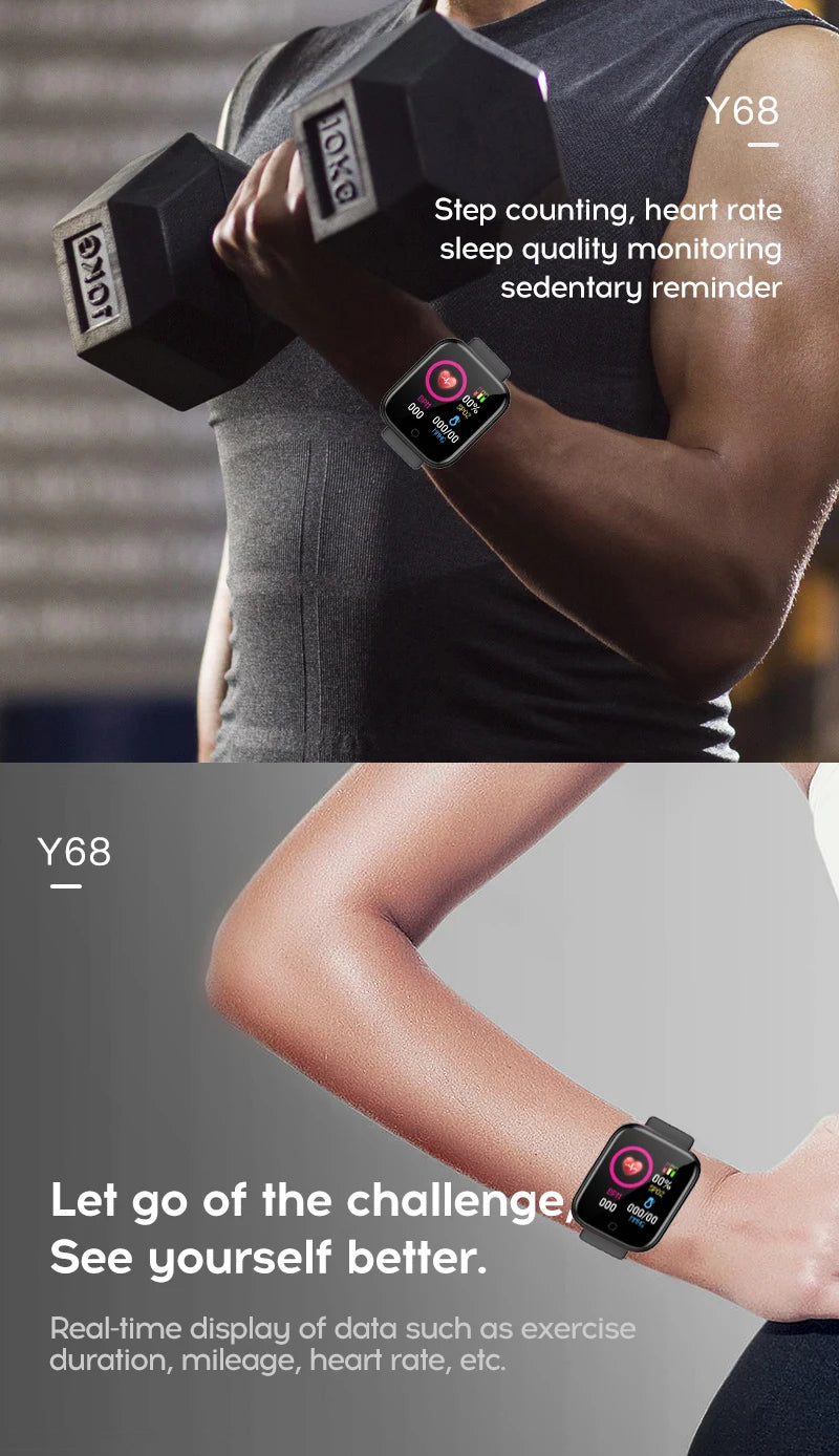 Y68 D20 Smart Watch – Phone, Music & Health Tracker for Men & Women