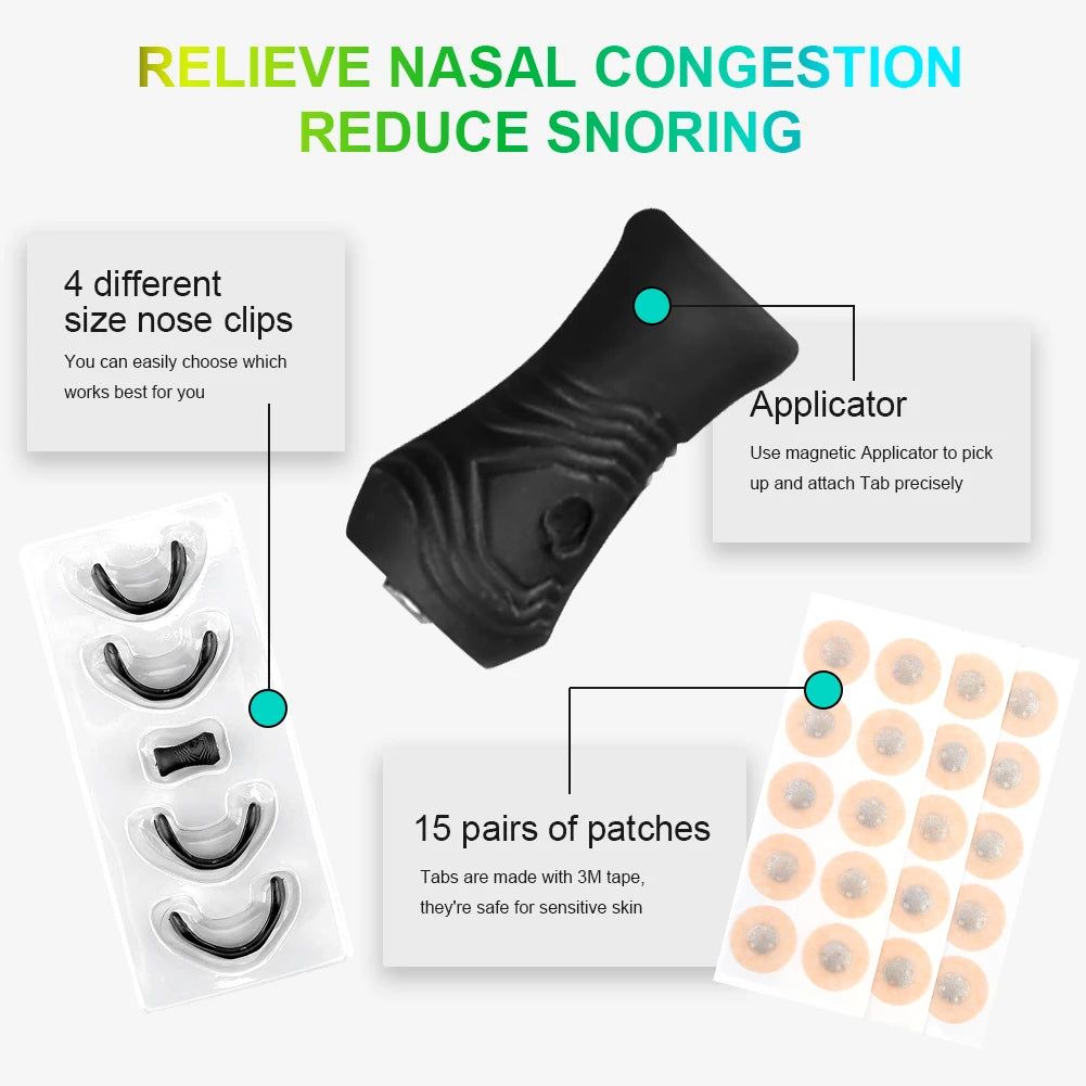 15 Pairs Magnetic Nasal Strips – Anti Snoring, Airflow Boost, Sleep Aid Breathing Dilators for Nighttime Use