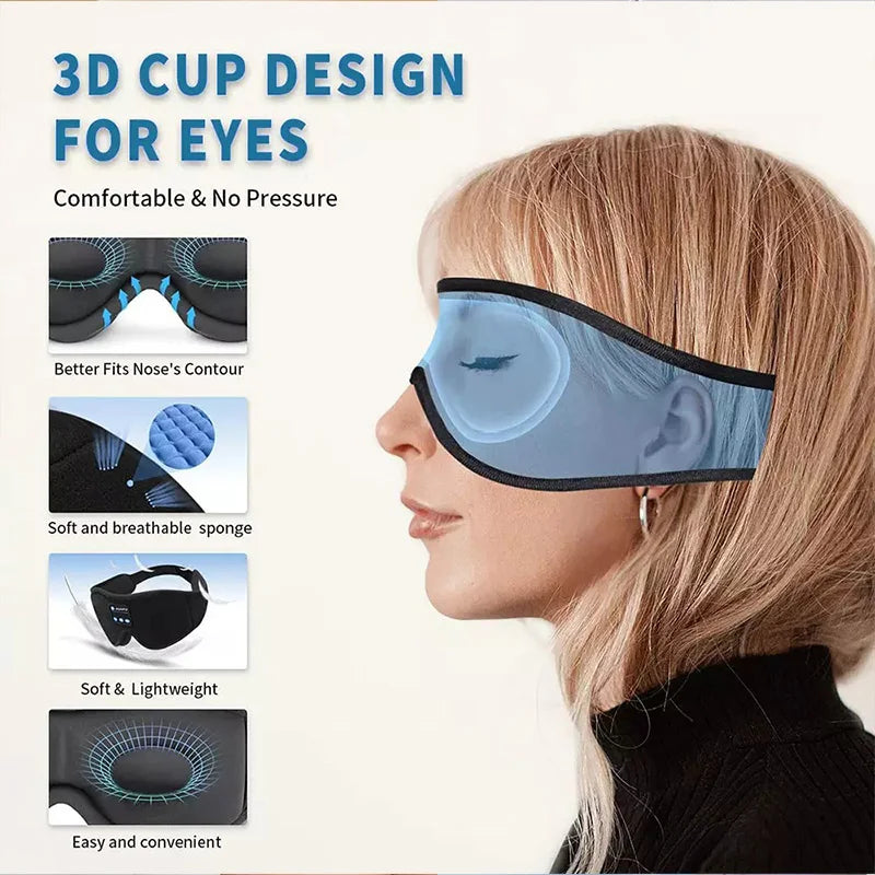 3D Bluetooth Sleeping Headphones Eye Mask: