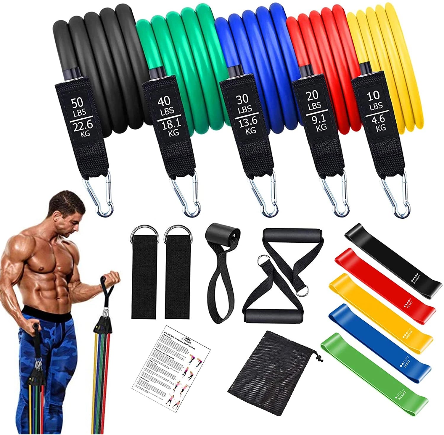 Portable Home Gym Bar with Resistance Bands – Full-Body Workout Kit