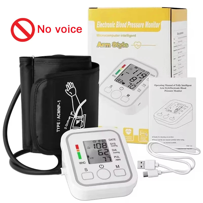 Spanish, English, Portuguese, Russian, No Voice-Digital Arm Blood Pressure Monitor