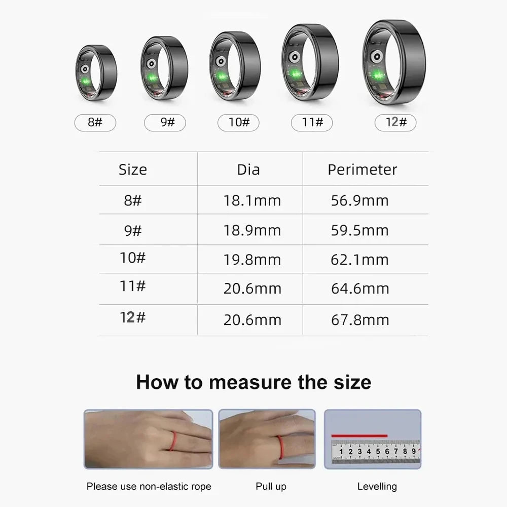 Smart Ring for Huawei, Xiaomi, Samsung – Titanium Steel, Health Monitor