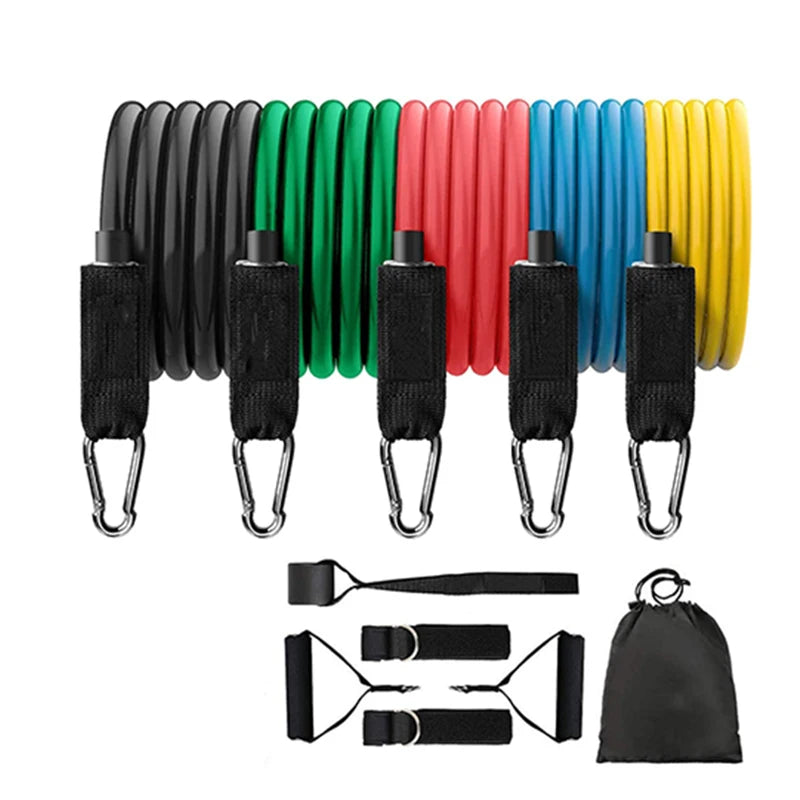 11PCS Latex Resistance Pull Bands Rope for Pilates, Yoga, CrossFit, Fitness